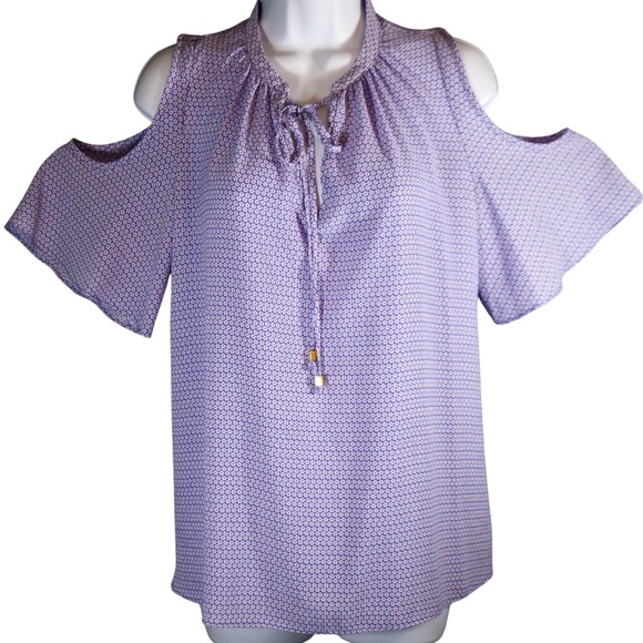 Michael Kors Tops - Michael Kors Purple Flutter Sleeve Blouse with Tie Front